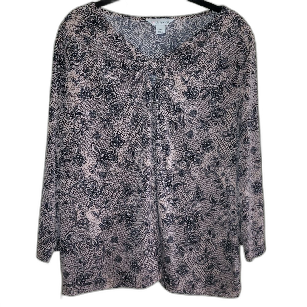 Liz Claiborne Long Sleeve Tie Front Blouse